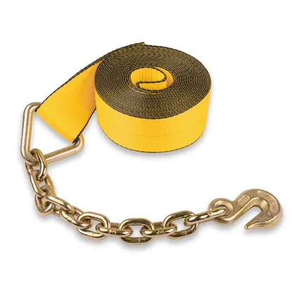 3 inch winch strap with chain extension for flatbed cargo securement